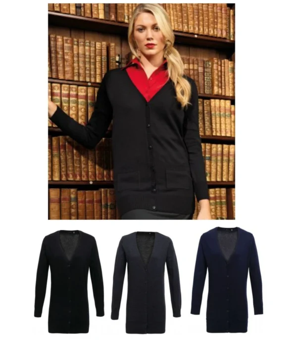 Premier PR698 Ladies Long Line Vee Neck Cardigan